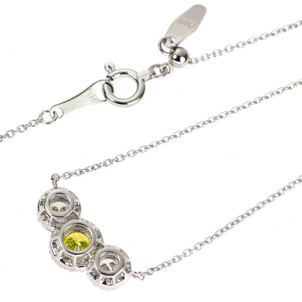 Pt900/ Pt850 トリートイエローグリーン ダイヤモンド ペンダントネックレス 0.19ct D0.28ct