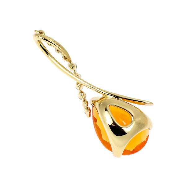K18YG ファイアーオパール ダイヤモンド ペンダントトップ 3.49ct D0.16ct