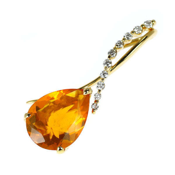 K18YG ファイアーオパール ダイヤモンド ペンダントトップ 3.49ct D0.16ct