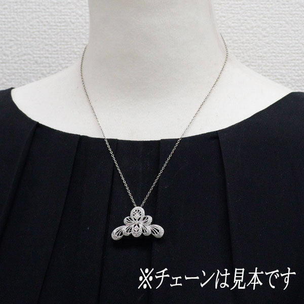 Pt900/ K14WG ダイヤモンド ブローチ兼ペンダントトップ 0.31ct アンティークレース