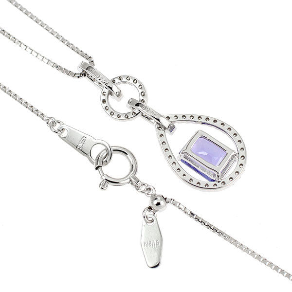K18WG タンザナイト ダイヤモンド ペンダントネックレス 1.02ct D0.22ct