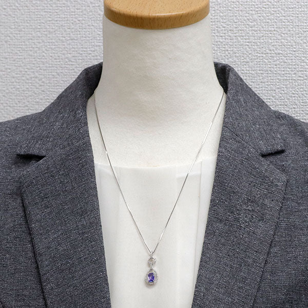 K18WG タンザナイト ダイヤモンド ペンダントネックレス 1.02ct D0.22ct