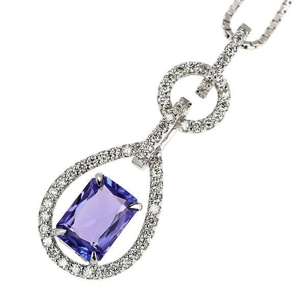 K18WG タンザナイト ダイヤモンド ペンダントネックレス 1.02ct D0.22ct