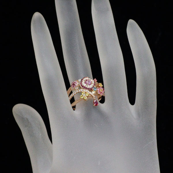 ブラックコーティング/ K18PG ルビー カラーストーン ダイヤモンド リング 0.30ct S0.70ct T0.04ct D0.27ct