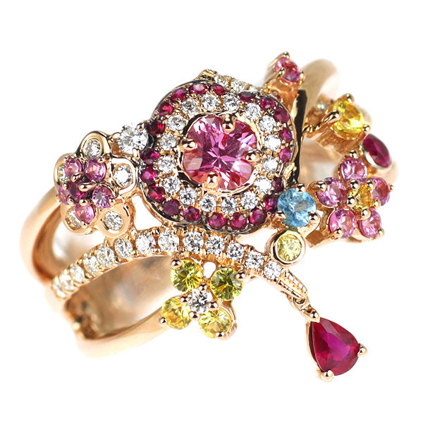 ブラックコーティング/ K18PG ルビー カラーストーン ダイヤモンド リング 0.30ct S0.70ct T0.04ct D0.27ct