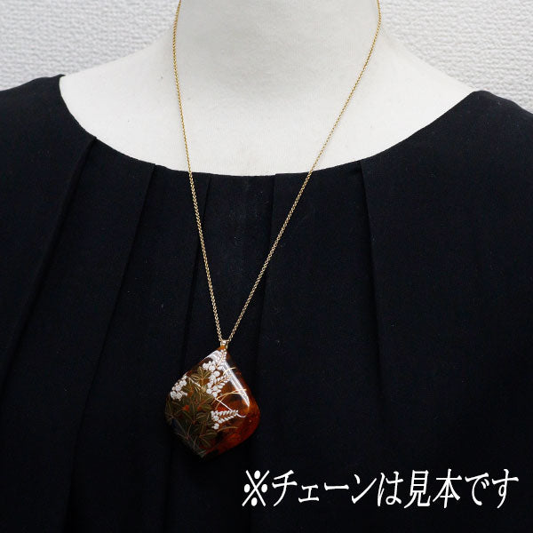 K10YG/K14YG/K18YG 琥珀 ペンダントトップ兼ブローチ 蒔絵 伝統技法【ヒスコレ】
