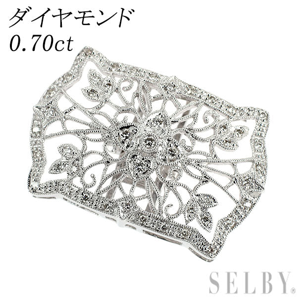 K18WG ダイヤモンド ペンダントトップ 兼 帯留め 0.70ct アンティークレース