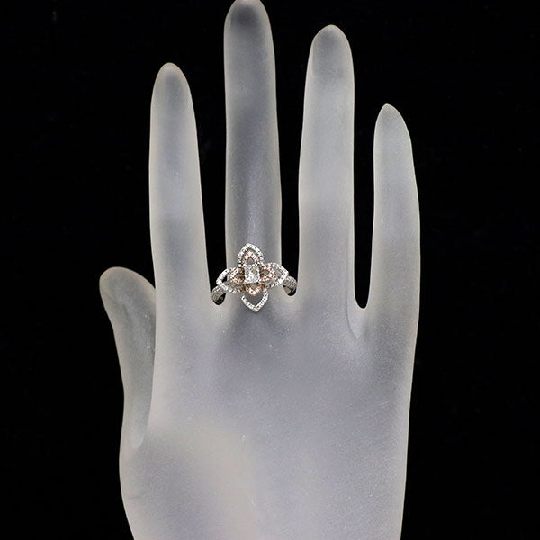 Pt900/ K18PG ダイヤモンド 天然ピンク/カラーレスダイヤ リング 0.324ct E VS1 PD0.15ct D0.45ct