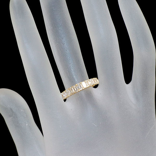 新品 K18YG エメラルドカット&ラウンド ダイヤモンド リング 1.50ct 【エスコレ】 ハーフエタニティ
