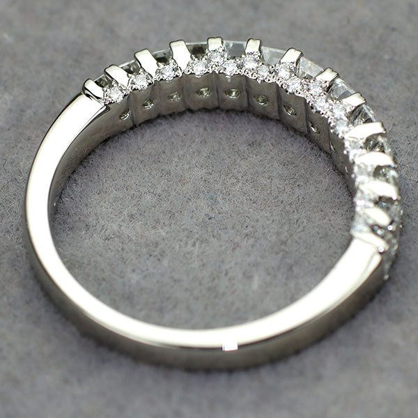 新品 Pt950 エメラルドカット&ラウンド ダイヤモンド リング 1.50ct 【エスコレ】 ハーフエタニティ
