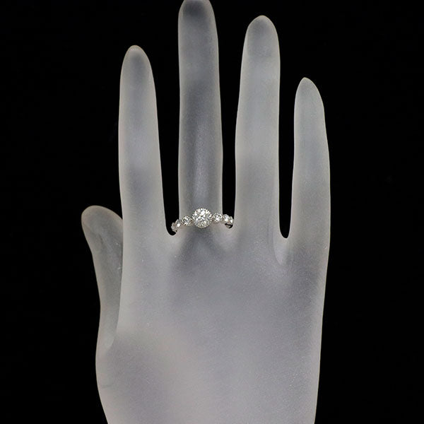 Pt900 ダイヤモンド リング 0.605ct D0.21ct