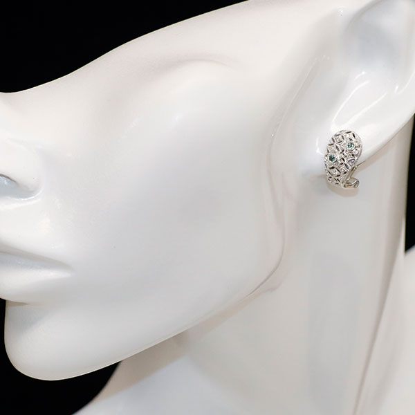 K18WG アレキサンドライト ダイヤモンド イヤリング兼ピアス A0.10ct