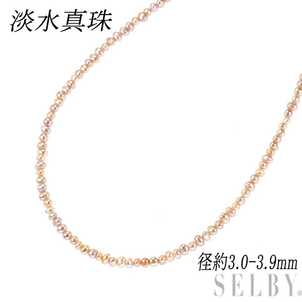 SV 淡水真珠 ネックレス兼ブレスレット 径約3.0-3.9mm