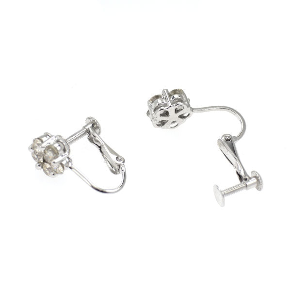 K18WG ダイヤモンド イヤリング 1.00ct フラワー