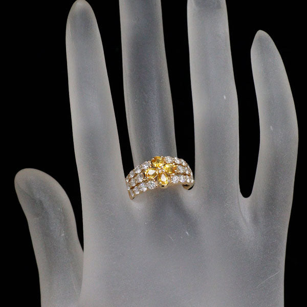 K18YG イエローサファイア ダイヤモンド リング 1.08ct D1.16ct