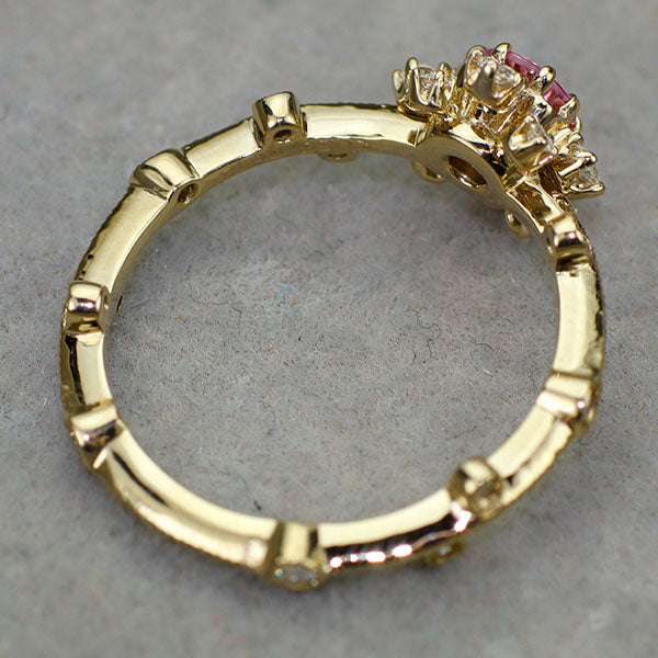 アベリ/AbHeri   K18CG ピンクサファイア ダイヤモンド リング PS0.35ct D0.18ct スノークリスタル