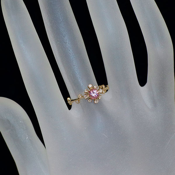 アベリ/AbHeri K18CG ピンクサファイア ダイヤモンド リング PS0.35ct