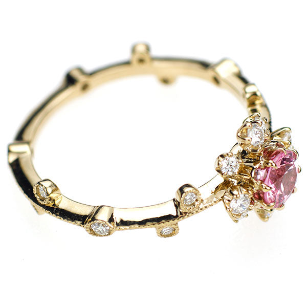 アベリ/AbHeri   K18CG ピンクサファイア ダイヤモンド リング PS0.35ct D0.18ct スノークリスタル