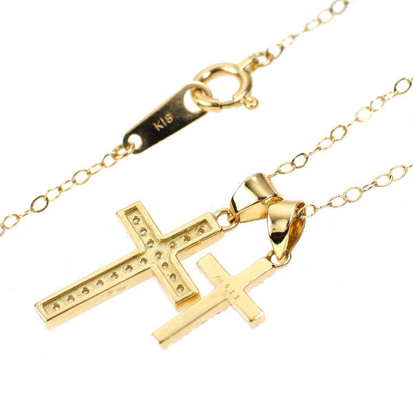 K18YG ダイヤモンド ペンダントネックレス 0.22ct クロス 2WAY