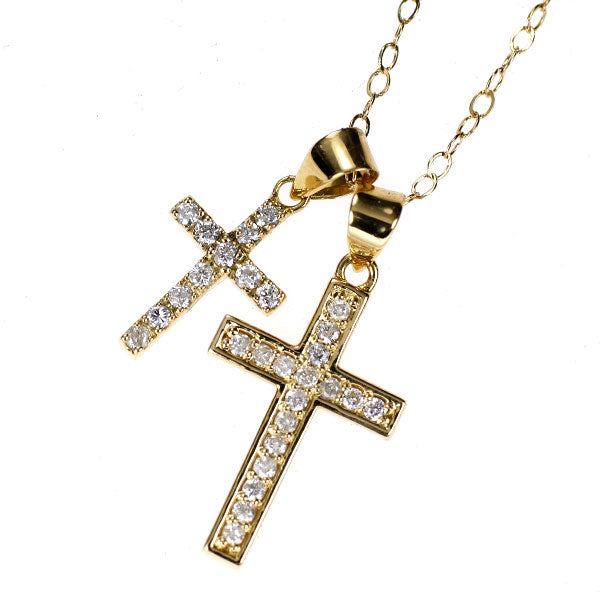 K18YG ダイヤモンド ペンダントネックレス 0.22ct クロス 2WAY