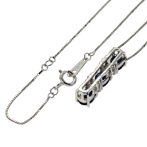 K18WG サファイア ダイヤモンド ペンダントネックレス 1.02ct D0.04ct