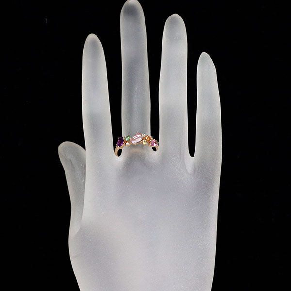K18PG アメジスト カラーサファイア ガーネット ダイヤモンド リング 0.73ct CS0.31ct D0.03ct