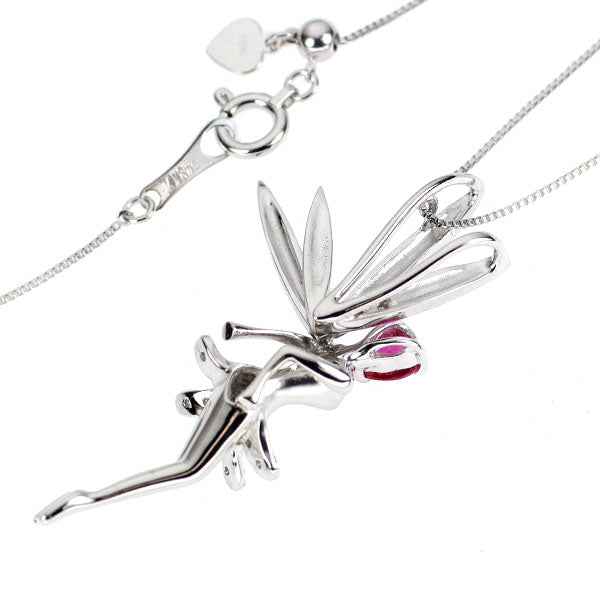 K18WG ルビー ダイヤモンド ペンダントネックレス 0.20ct D0.05ct 妖精