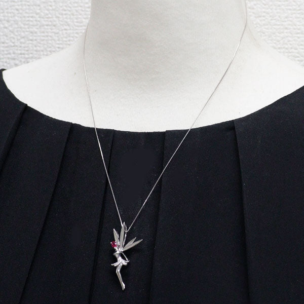 K18WG ルビー ダイヤモンド ペンダントネックレス 0.20ct D0.05ct 妖精
