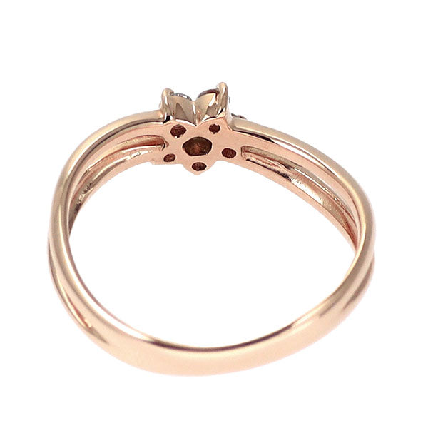 K10PG ダイヤモンド リング 0.12ct ピンキー フラワー