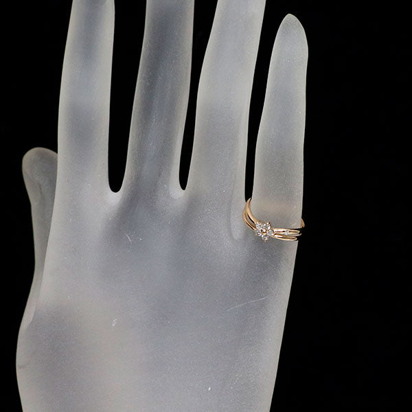 K10PG ダイヤモンド リング 0.12ct ピンキー フラワー