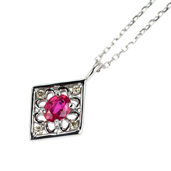 K10WG ルビー ダイヤモンド ペンダントネックレス — セルビー