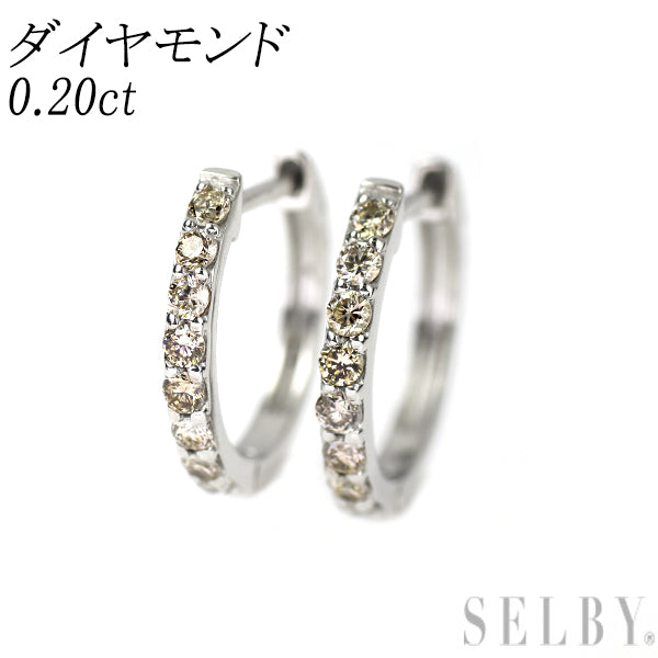 Pt950 ダイヤモンド フープ ピアス 0.20ct
