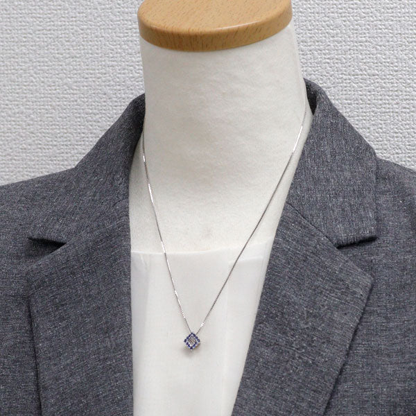 Pt999/K18WG サファイア ダイヤモンド ペンダントネックレス 0.27ct D0.05ct