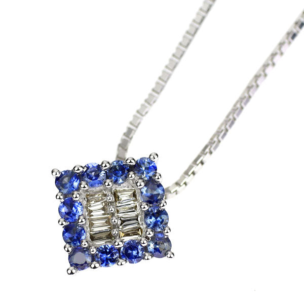 Pt999/K18WG サファイア ダイヤモンド ペンダントネックレス 0.27ct D0.05ct
