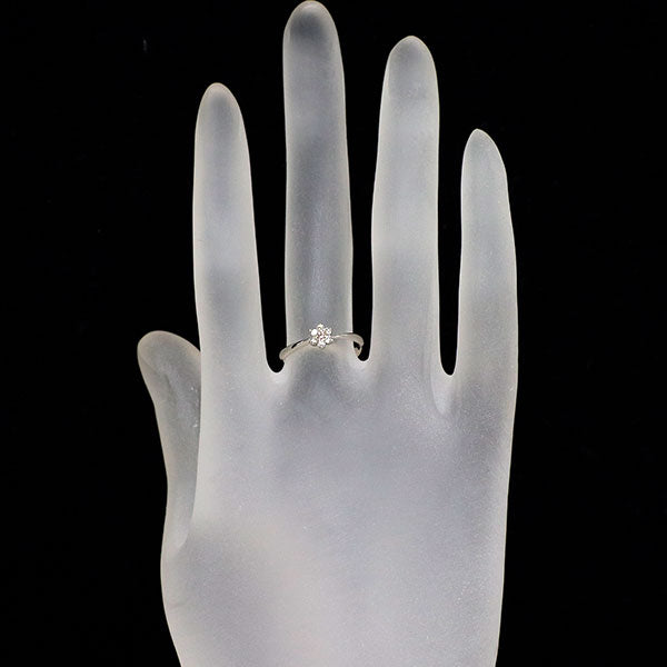 Pt950 天然ピンク ダイヤモンド リング 0.01ct D0.09ct フラワー