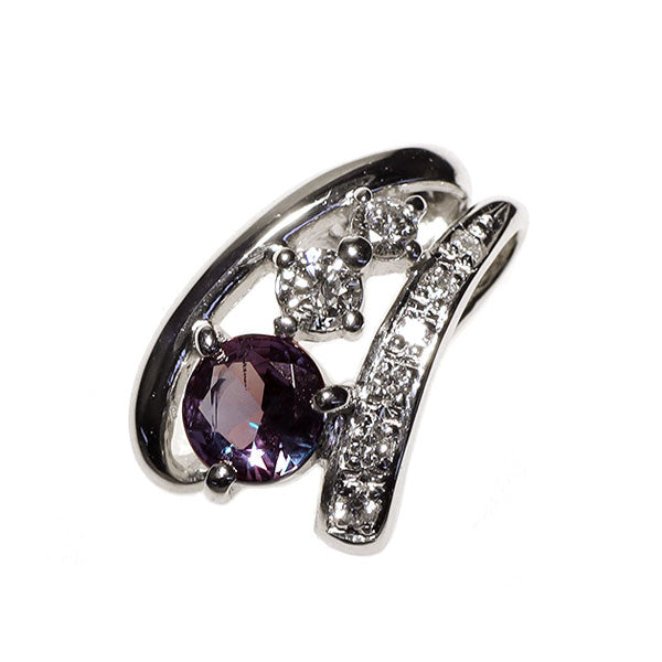 希少 Pt900 アレキサンドライト ダイヤモンド ペンダントトップ 0.31ct D0.15ct