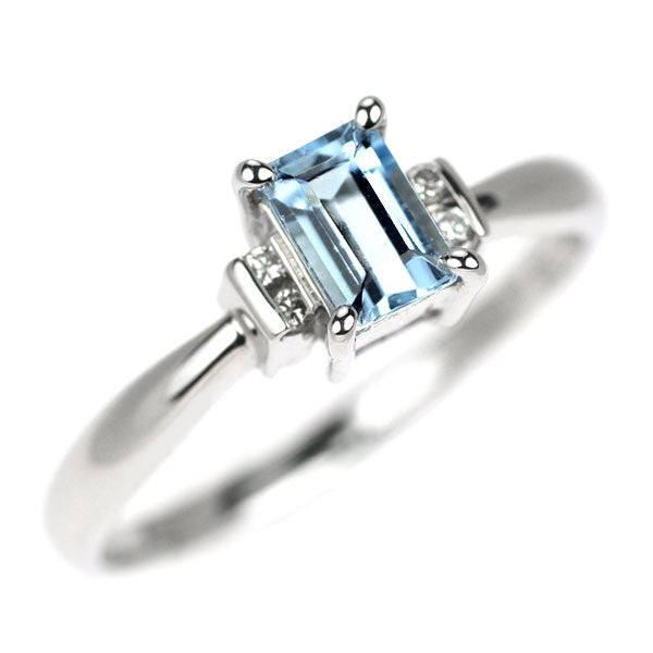 Pt900 アクアマリン ダイヤモンド リング 0.58ct D0.04ct