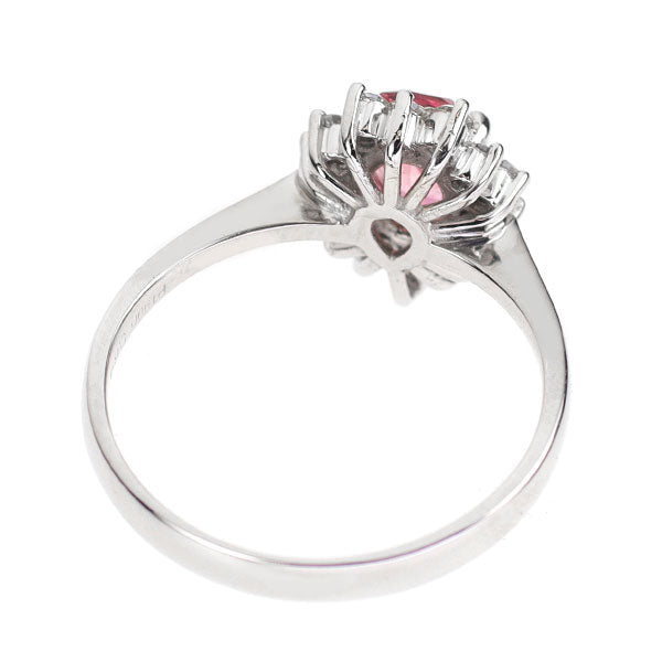 Pt900 ピンクトルマリン ダイヤモンド リング 0.69ct D0.25ct