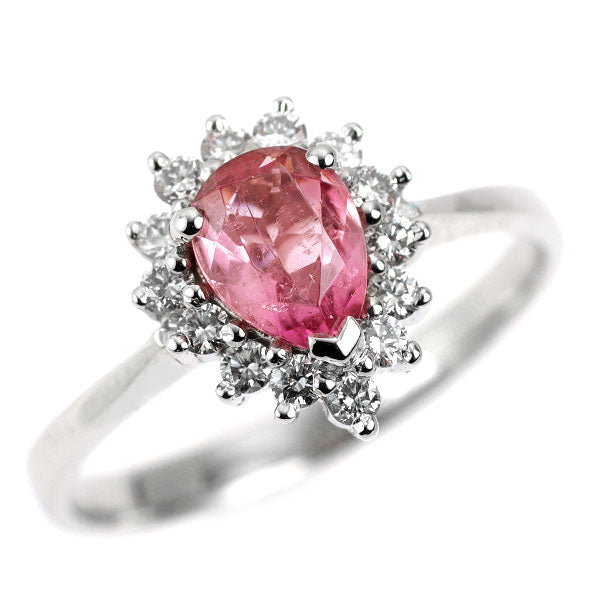 Pt900 ピンクトルマリン ダイヤモンド リング 0.69ct D0.25ct