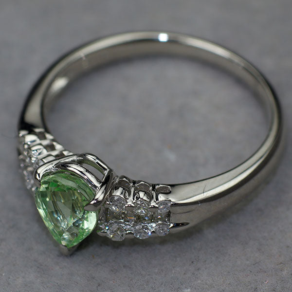 Pt900 グロッシュラーライト/UVミントガーネット ダイヤモンド リング 1.13ct D0.30ct