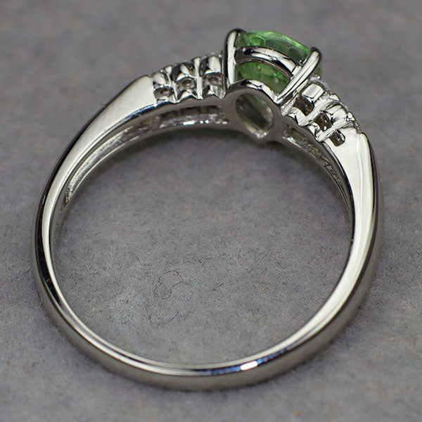 Pt900 グロッシュラーライト/UVミントガーネット ダイヤモンド リング 1.13ct D0.30ct