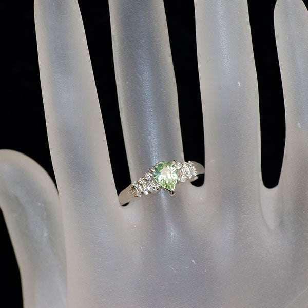 Pt900 グロッシュラーライト/UVミントガーネット ダイヤモンド リング 1.13ct D0.30ct