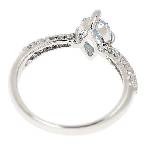 Pt900 ペアシェイプカット アクアマリン ダイヤモンド リング 0.63ct