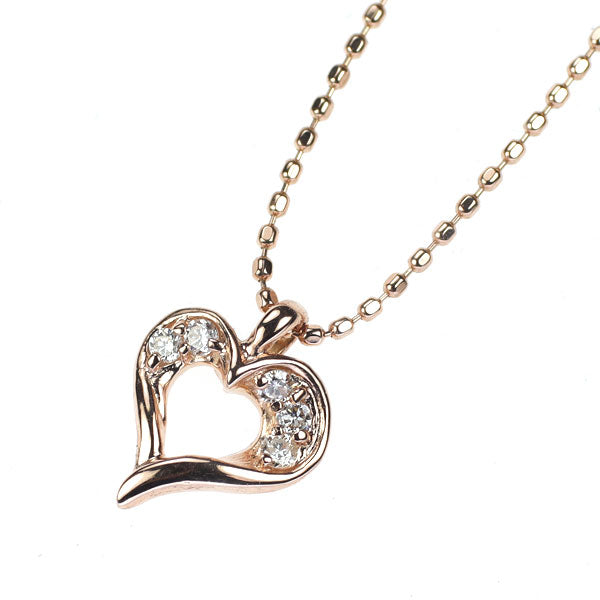 K10PG ダイヤモンド ペンダントネックレス 0.05ct  ハート