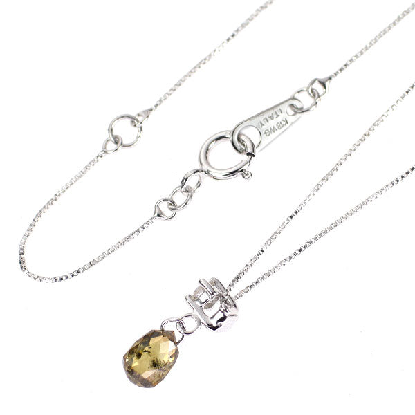 K18WG ストリングホール ブリオレットカット ダイヤモンド ペンダントネックレス 0.56ct