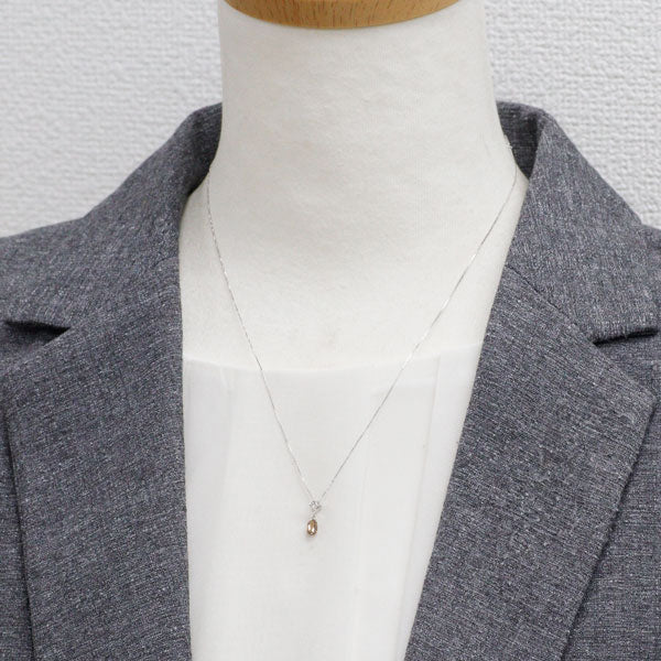 K18WG ストリングホール ブリオレットカット ダイヤモンド ペンダントネックレス 0.56ct