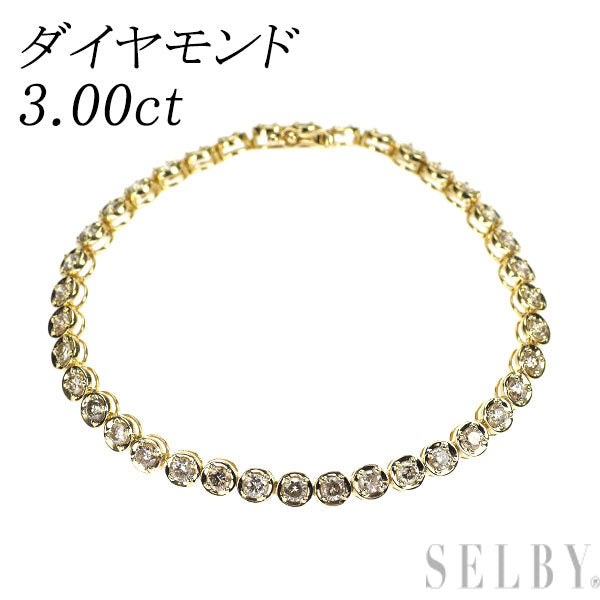 K18YG ダイヤモンド テニス ブレスレット 3.00ct