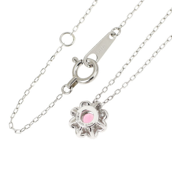 Pt900/ Pt850 ピンクスピネル ペンダントネックレス 0.20ct D0.06ct フラワー
