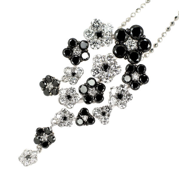K18WG ブラック/カラーレス ダイヤモンド ペンダントネックレス 2.71ct フラワー