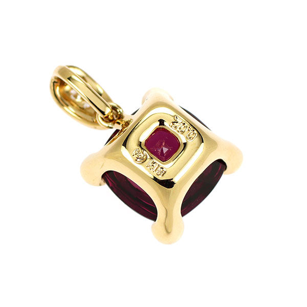 田崎真珠 K18YG ガーネット ダイヤモンド ペンダントトップ D0.02ct